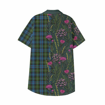 Mackenzie (Mckenzie) Family Crest Tartan Kid Hawaiian Shirt Scottish Thistle Flower Pattern Half Style - Tartan Vibes Clothing