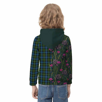 Mackenzie (Mckenzie) Family Crest Tartan Kid Hoodie Scottish Thistle Flower Pattern Half Style - Tartan Vibes Clothing