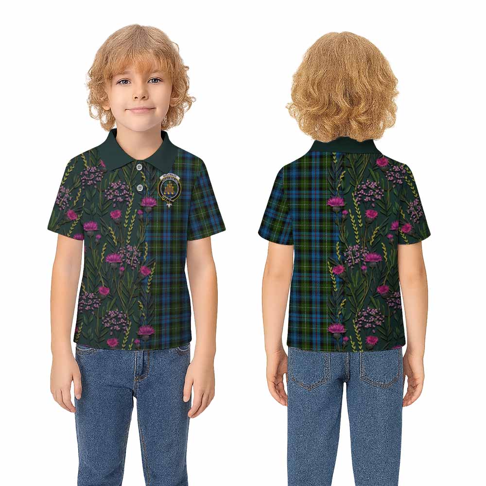Mackenzie (Mckenzie) Family Crest Tartan Kid Polo Shirt Scottish Thistle Flower Pattern Half Style - Tartan Vibes Clothing