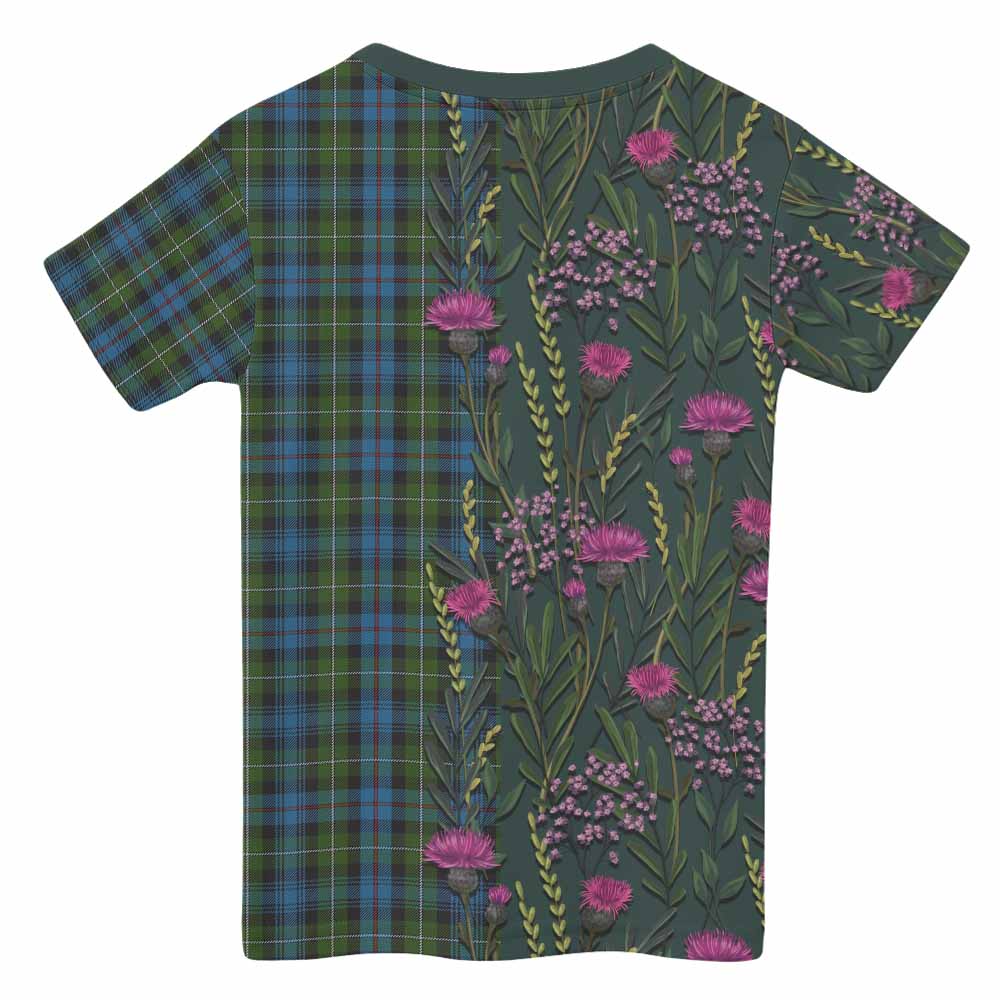 Mackenzie (Mckenzie) Family Crest Tartan Kid T-shirt Scottish Thistle Flower Pattern Half Style - Tartan Vibes Clothing