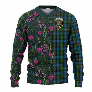 Mackenzie (Mckenzie) Family Crest Tartan Knitted Sweater Scottish Thistle Flower Pattern Half Style