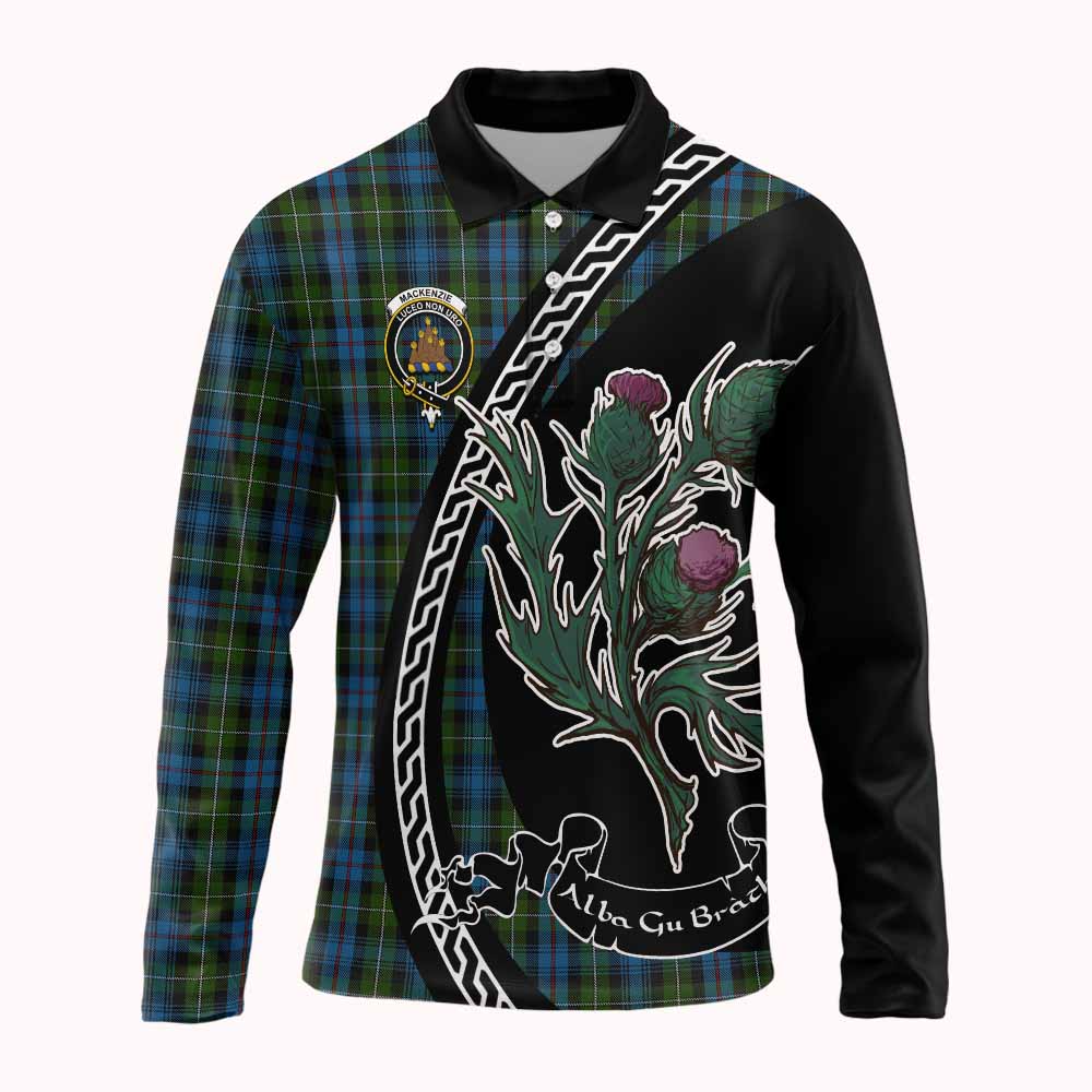 Mackenzie (Mckenzie) Family Crest Tartan Long Sleeve Polo Shirt Alba Thistle Inspired - Tartan Vibes Clothing