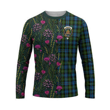 Mackenzie (Mckenzie) Family Crest Tartan Long Sleeve T-Shirt Scottish Thistle Flower Pattern Half Style - Tartan Vibes Clothing
