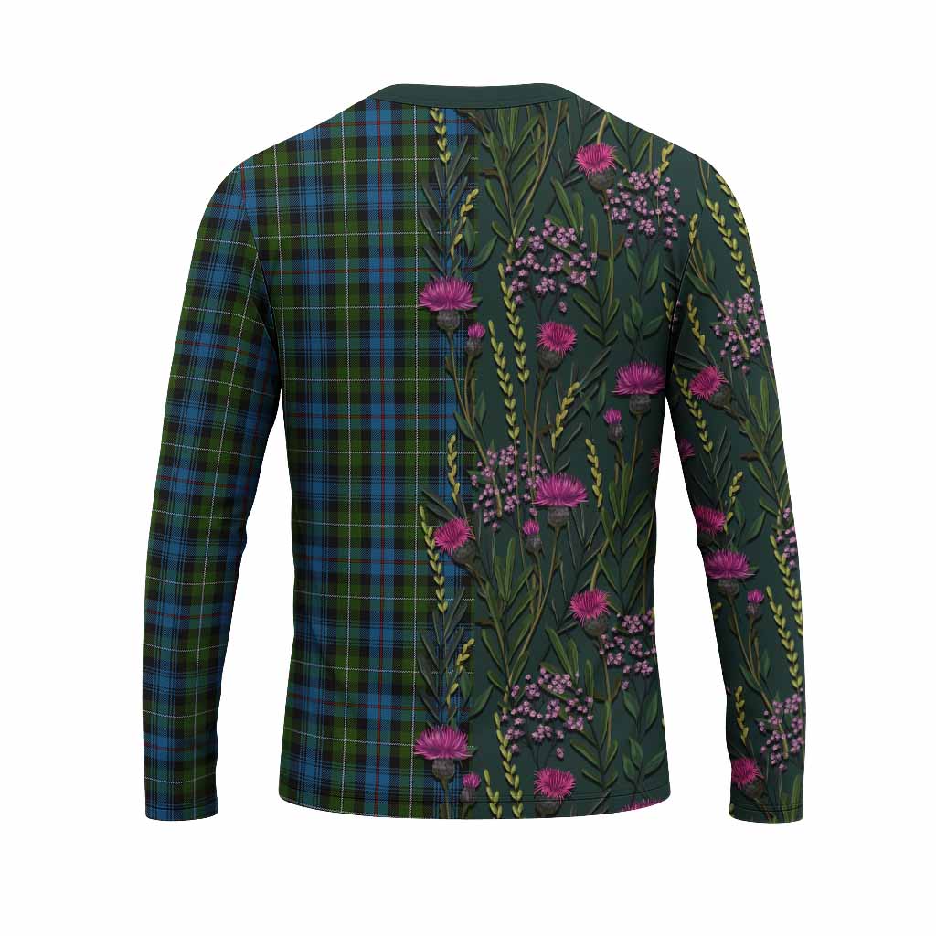 Mackenzie (Mckenzie) Family Crest Tartan Long Sleeve T-Shirt Scottish Thistle Flower Pattern Half Style - Tartan Vibes Clothing