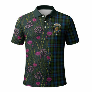Mackenzie (Mckenzie) Family Crest Tartan Polo Shirt Scottish Thistle Flower Pattern Half Style