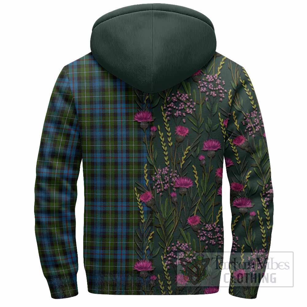 Mackenzie (Mckenzie) Family Crest Tartan Sherpa Hoodie Scottish Thistle Flower Pattern Half Style - Tartan Vibes Clothing