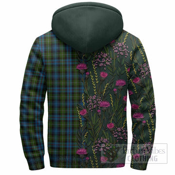 Mackenzie (Mckenzie) Family Crest Tartan Sherpa Hoodie Scottish Thistle Flower Pattern Half Style