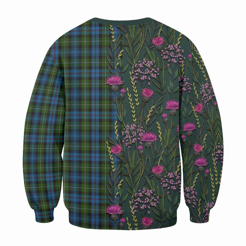 Mackenzie (Mckenzie) Family Crest Tartan Sweatshirt Scottish Thistle Flower Pattern Half Style - Tartan Vibes Clothing