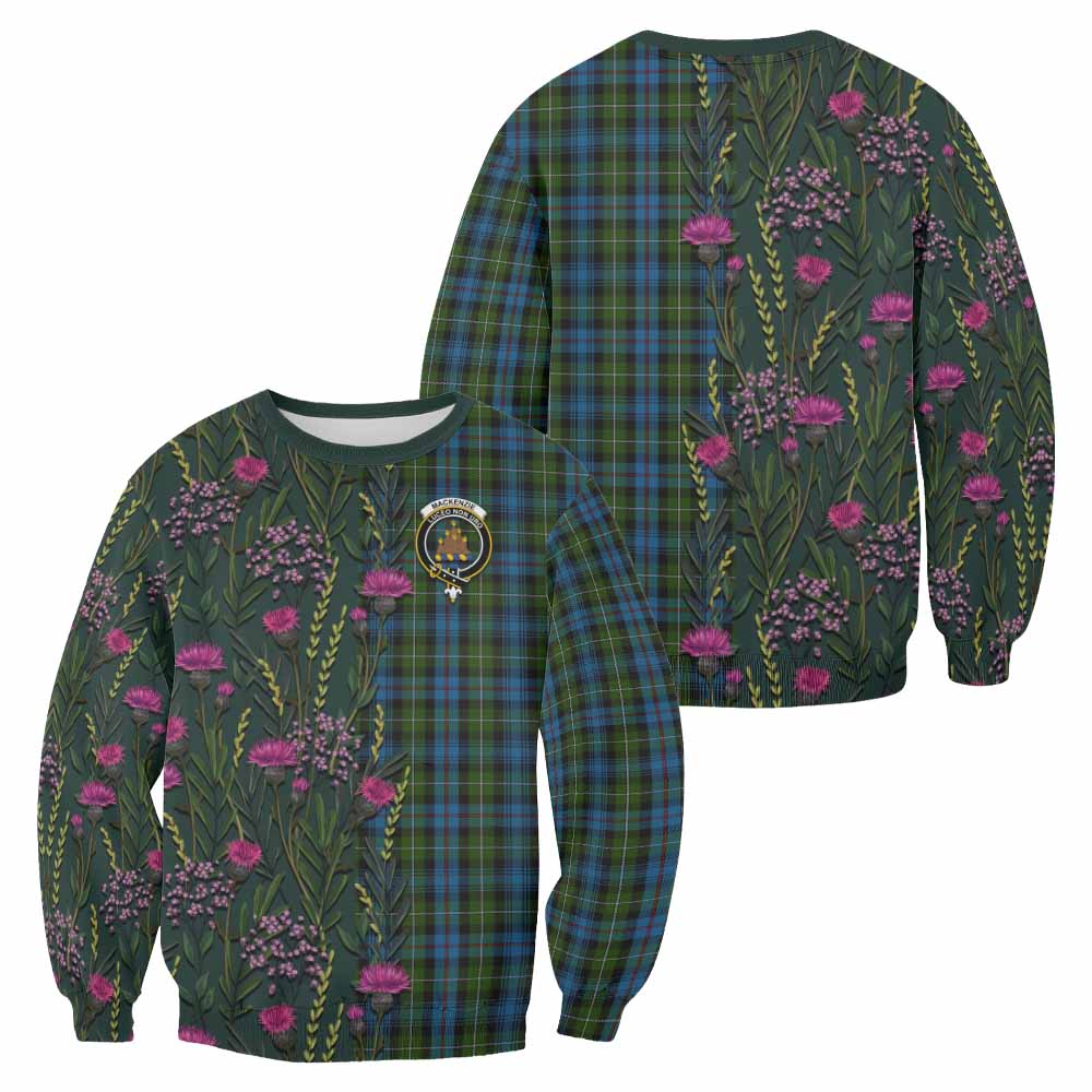 Mackenzie (Mckenzie) Family Crest Tartan Sweatshirt Scottish Thistle Flower Pattern Half Style - Tartan Vibes Clothing