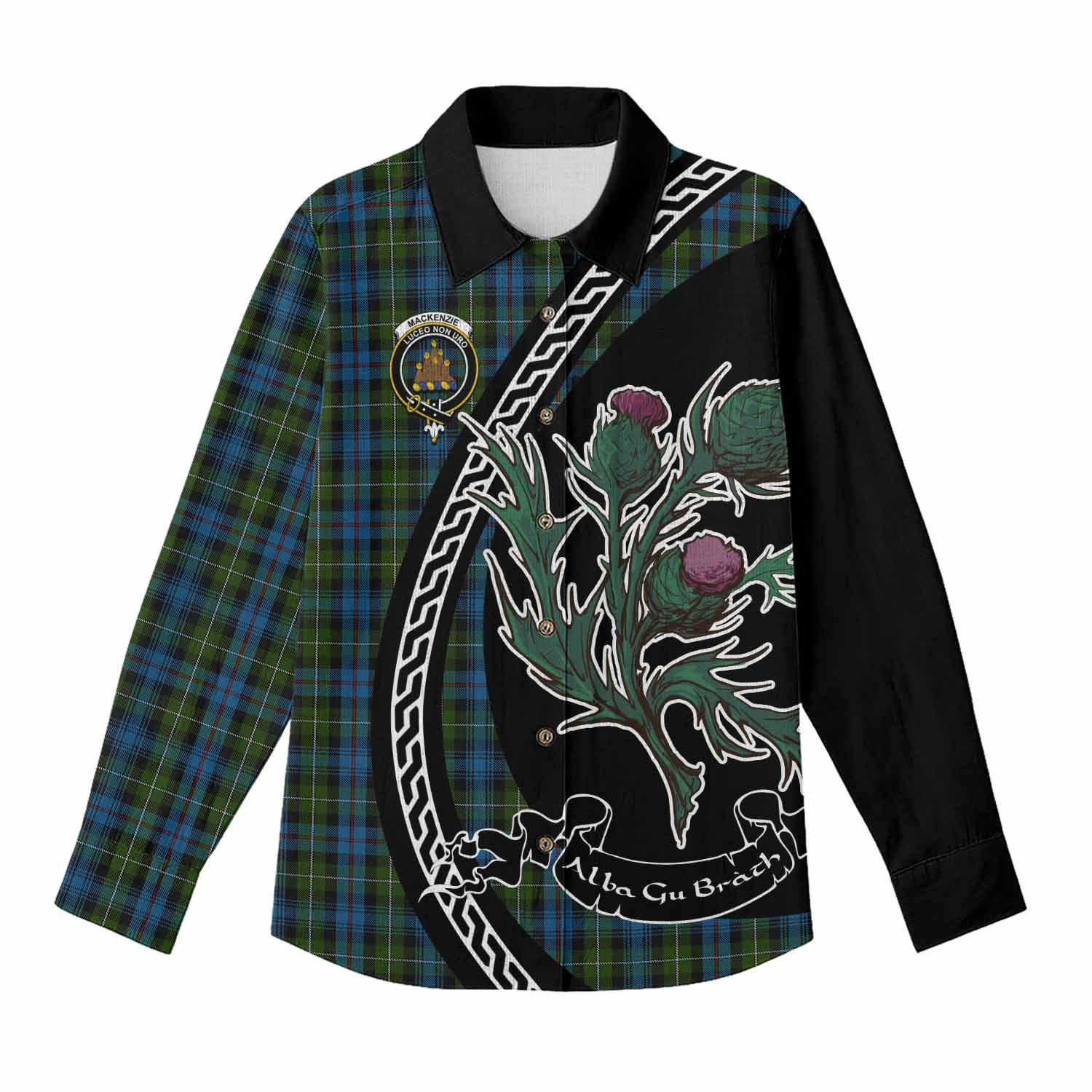 Mackenzie (Mckenzie) Family Crest Tartan Women Casual Shirt Alba Thistle Inspired - Tartan Vibes Clothing