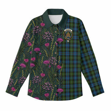 Mackenzie (Mckenzie) Family Crest Tartan Women Casual Shirt Scottish Thistle Flower Pattern Half Style - Tartan Vibes Clothing