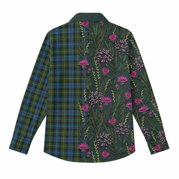 Mackenzie (Mckenzie) Family Crest Tartan Women Casual Shirt Scottish Thistle Flower Pattern Half Style - Tartan Vibes Clothing