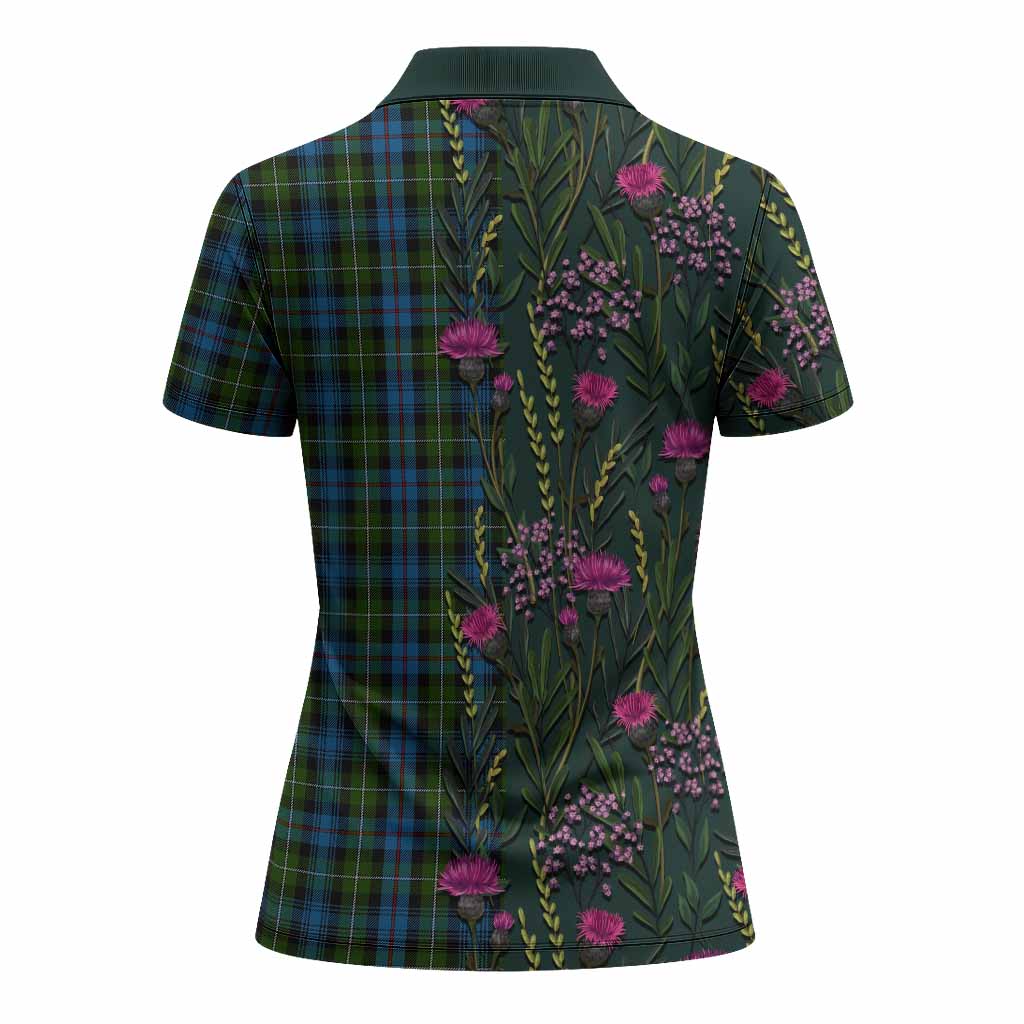 Mackenzie (Mckenzie) Family Crest Tartan Women Polo Shirt Scottish Thistle Flower Pattern Half Style - Tartan Vibes Clothing