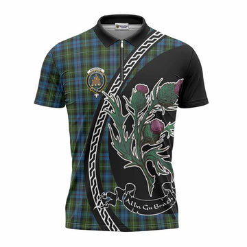 Mackenzie (Mckenzie) Family Crest Tartan Zipper Polo Shirt Alba Thistle Inspired