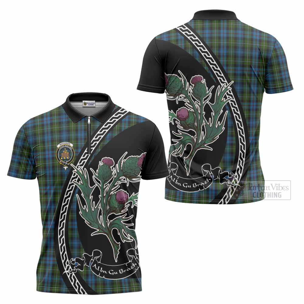 Mackenzie (Mckenzie) Family Crest Tartan Zipper Polo Shirt Alba Thistle Inspired - Tartan Vibes Clothing