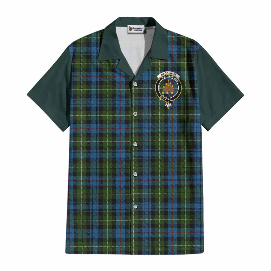 Mackenzie (Mckenzie) Tartan Accent Cotton Hawaiian Shirt with Family Crest