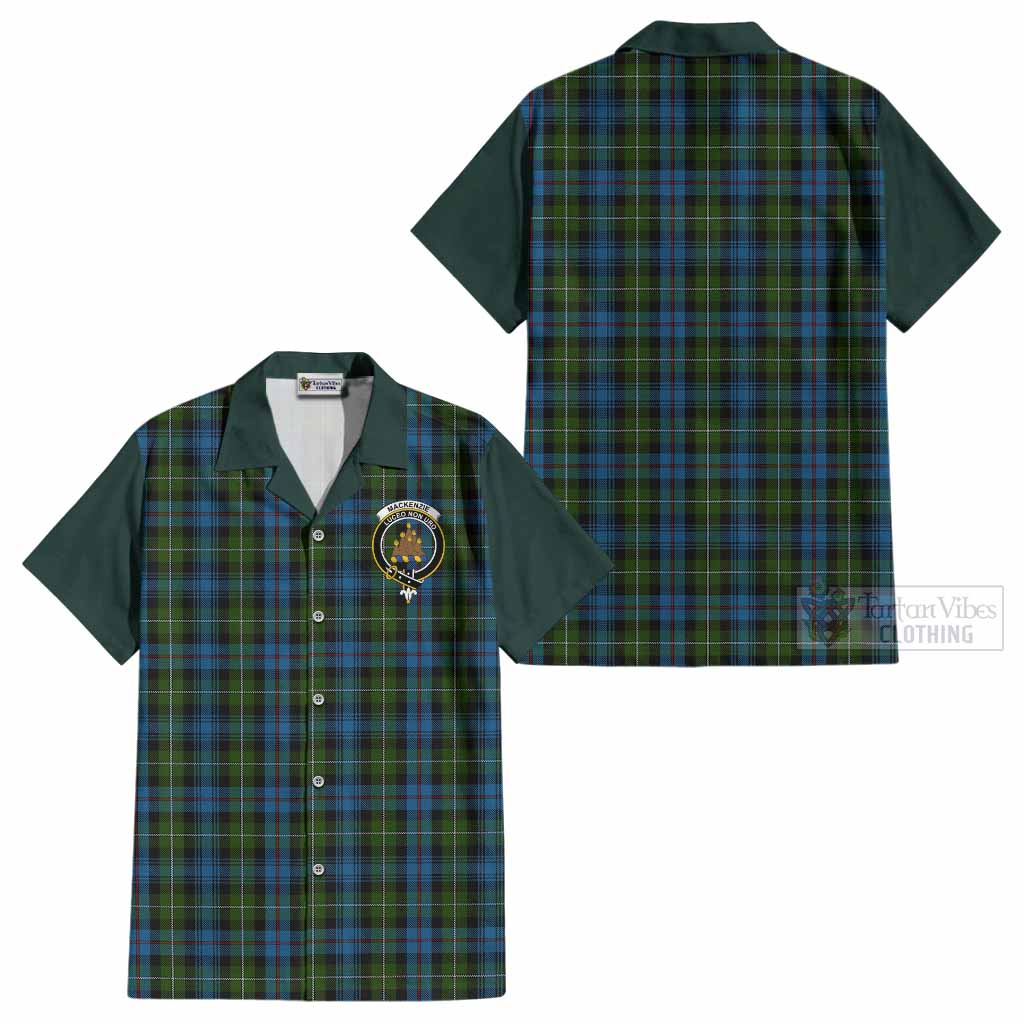 Mackenzie (Mckenzie) Tartan Accent Cotton Hawaiian Shirt with Family Crest