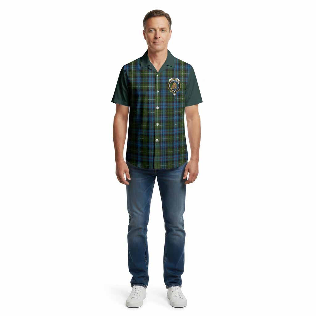 Mackenzie (Mckenzie) Tartan Accent Cotton Hawaiian Shirt with Family Crest