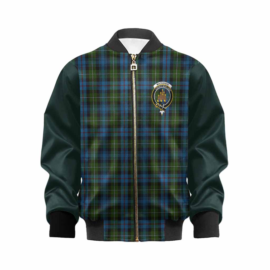 Mackenzie (Mckenzie) Tartan Accent Kid Bomber Jacket with Family Crest