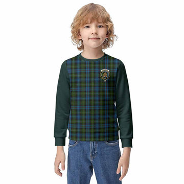 Mackenzie (Mckenzie) Tartan Accent Kid Knitted Sweatshirt with Family Crest