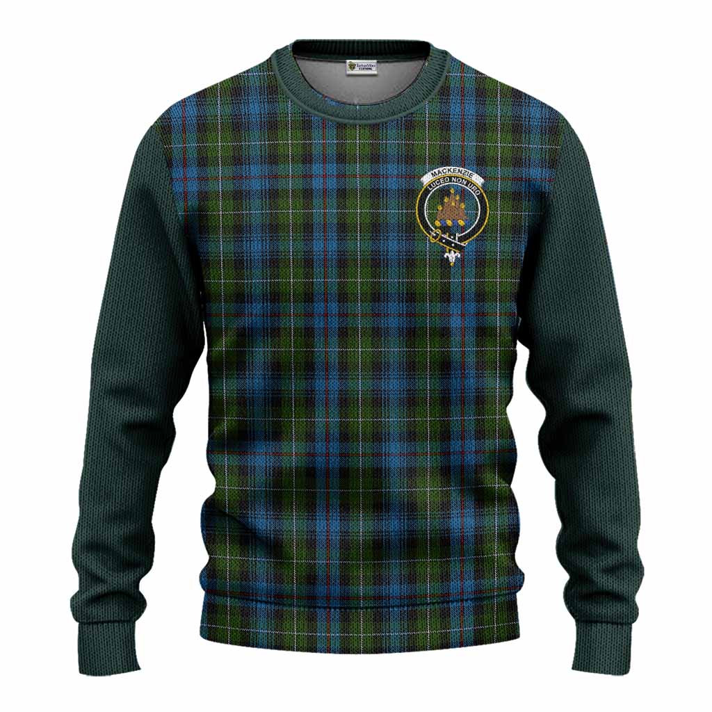 Mackenzie (Mckenzie) Tartan Accent Knitted Sweater with Family Crest