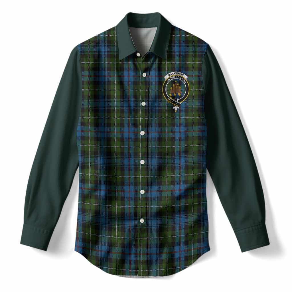 Mackenzie (Mckenzie) Tartan Accent Women Casual Shirt with Family Crest
