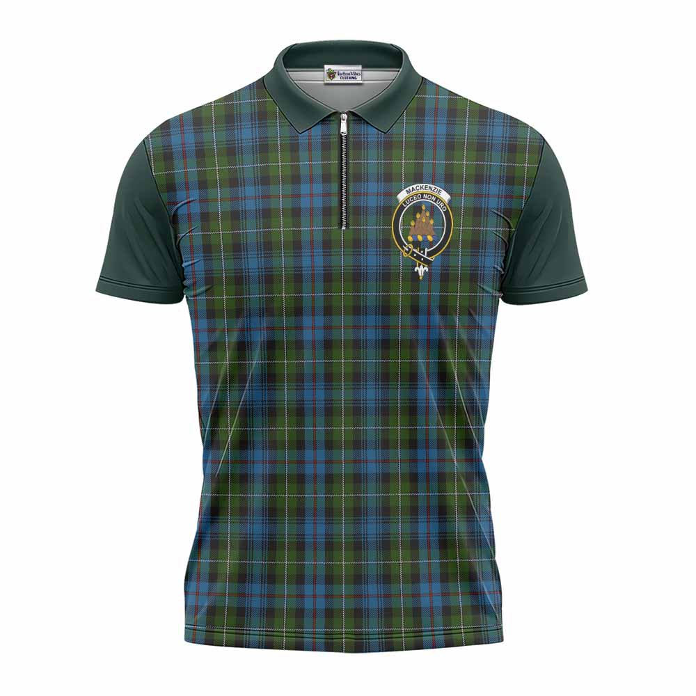 Mackenzie (Mckenzie) Tartan Accent Zipper Polo Shirt with Family Crest