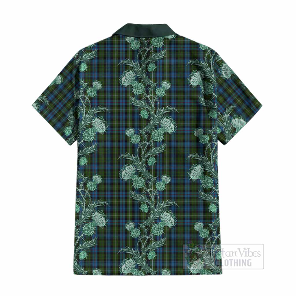 Mackenzie (Mckenzie) Tartan Cotton Hawaiian Shirt Seamless Scottish Thistle Flowers