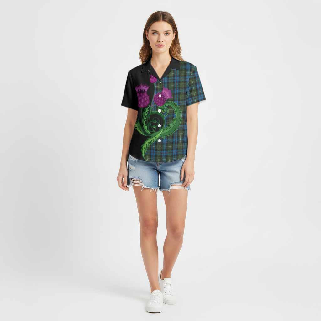 Mackenzie (Mckenzie) Tartan Cotton Hawaiian Shirt Traditional Scottish Thistle