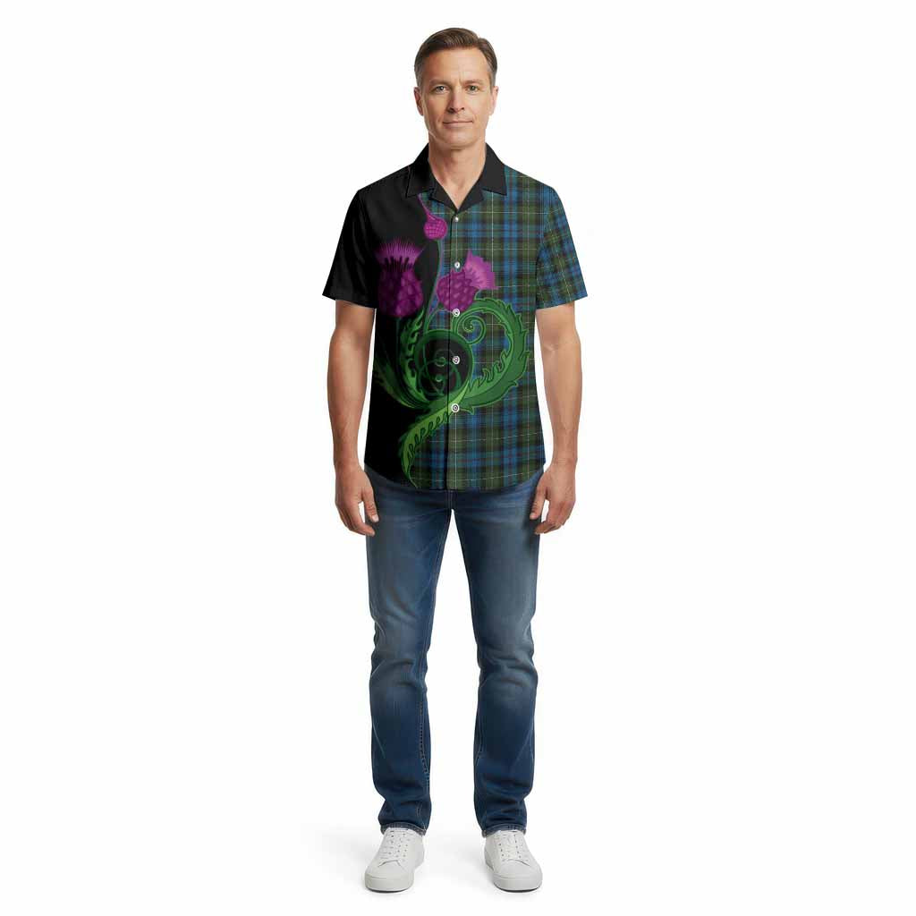Mackenzie (Mckenzie) Tartan Cotton Hawaiian Shirt Traditional Scottish Thistle