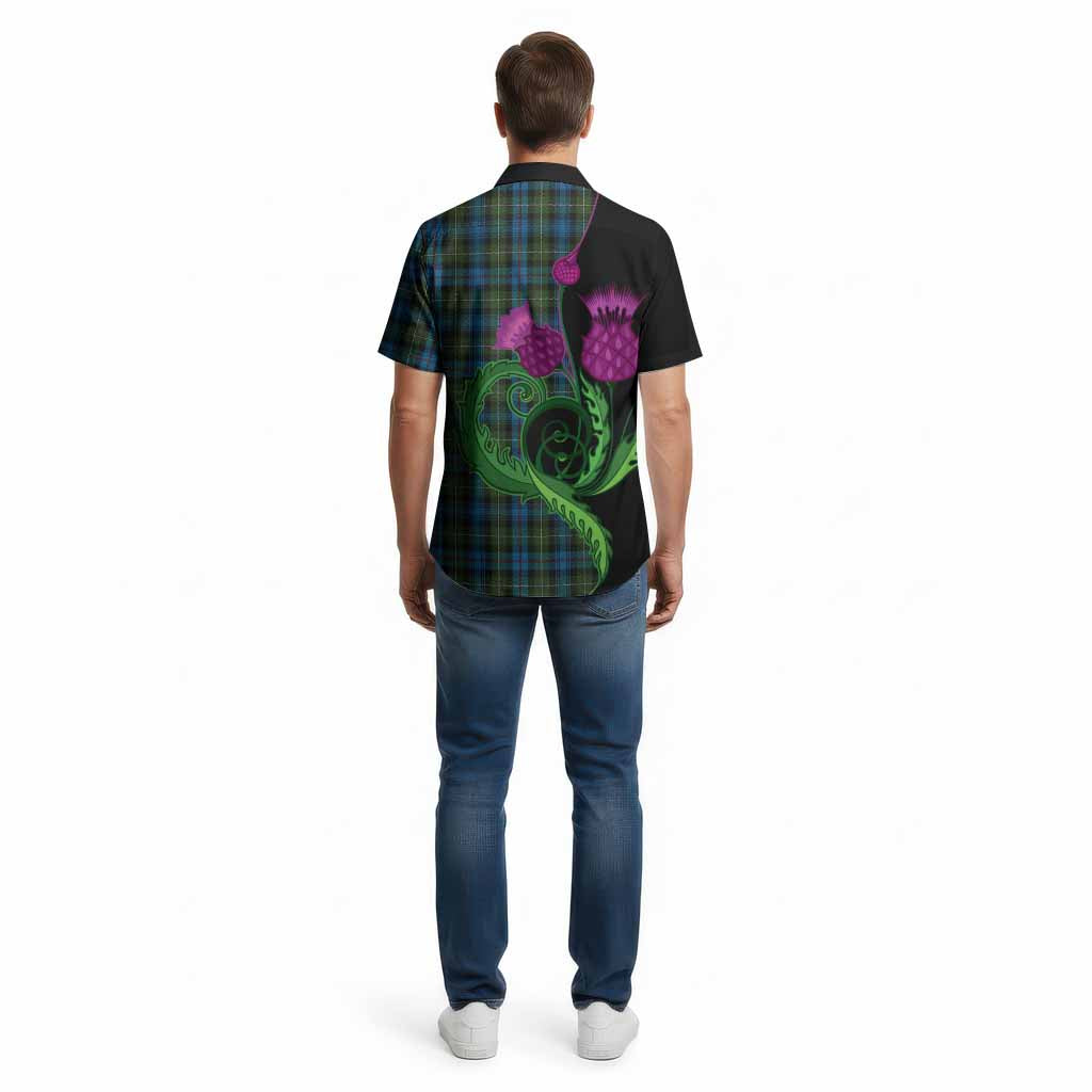 Mackenzie (Mckenzie) Tartan Cotton Hawaiian Shirt Traditional Scottish Thistle