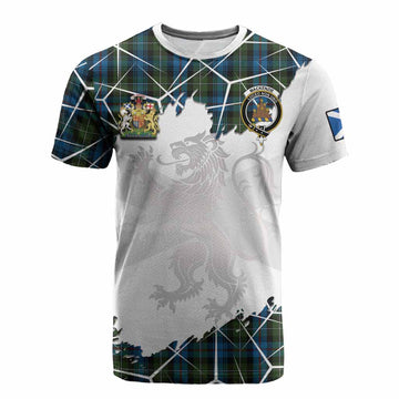 Mackenzie (Mckenzie) Tartan Cotton T-shirt with Family Crest and Lion Rampant Grunge Style