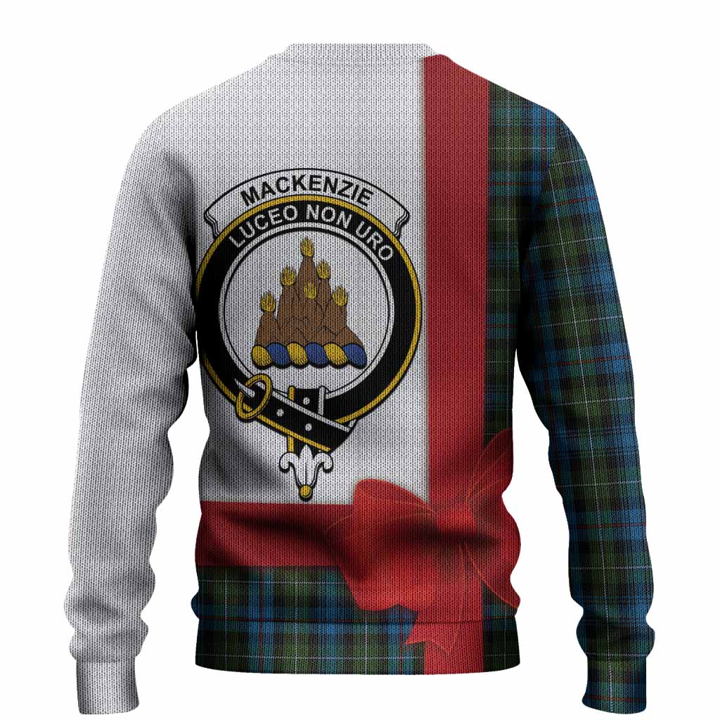 Mackenzie (Mckenzie) Tartan Crest Christmas Christmas Ugly Sweater Highland Cow Bagpipes Coquette Bow Style