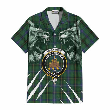 Mackenzie (Mckenzie) Tartan Crest Cotton Hawaiian Shirt Ferocious Lion Style