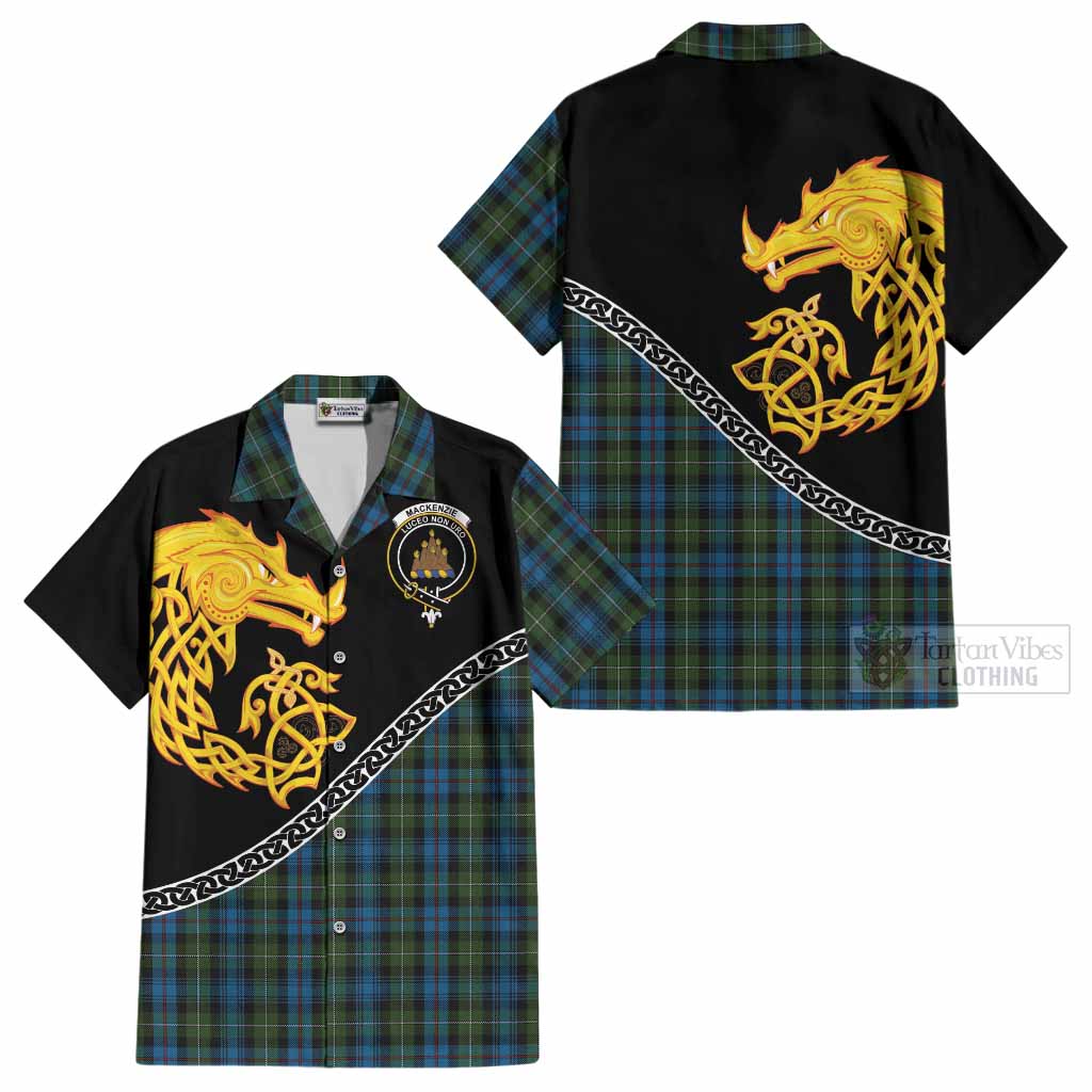 Mackenzie (Mckenzie) Tartan Crest Cotton Hawaiian Shirt Legendary Dragon Knot Half Style