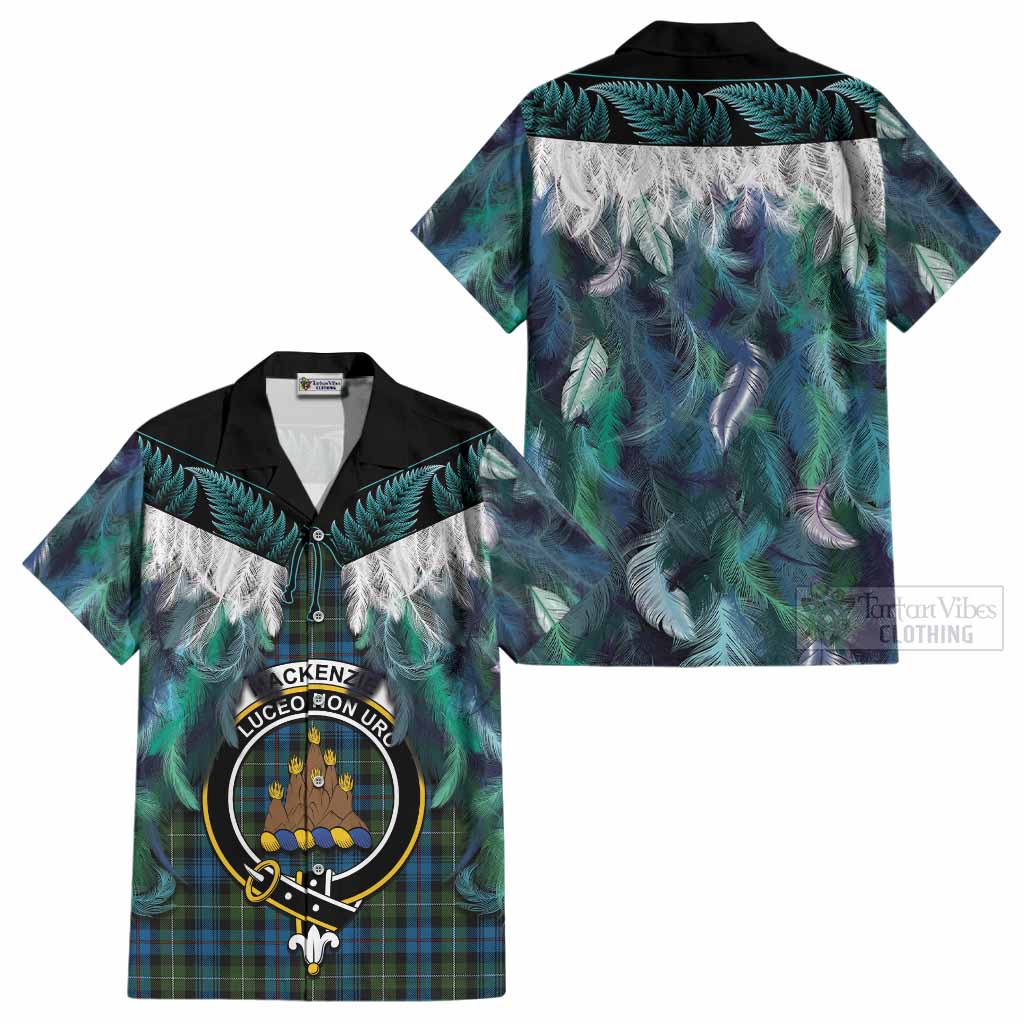 Mackenzie (Mckenzie) Tartan Crest Cotton Hawaiian Shirt New Zealand Maori Korowai Cloak