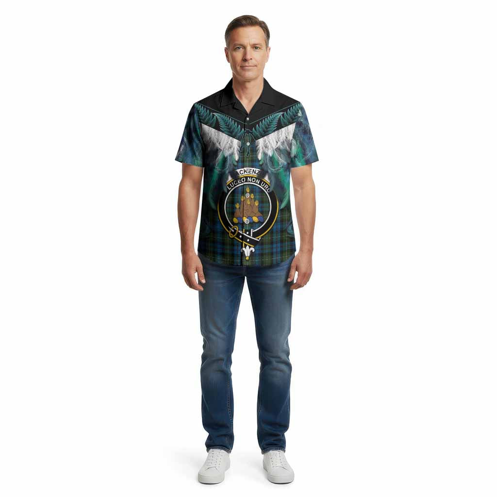 Mackenzie (Mckenzie) Tartan Crest Cotton Hawaiian Shirt New Zealand Maori Korowai Cloak