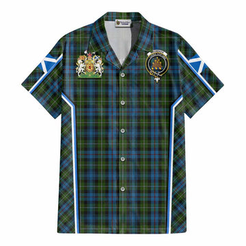 Mackenzie (Mckenzie) Tartan Crest Cotton Hawaiian Shirt Scotland Coat of Arm Flag Style