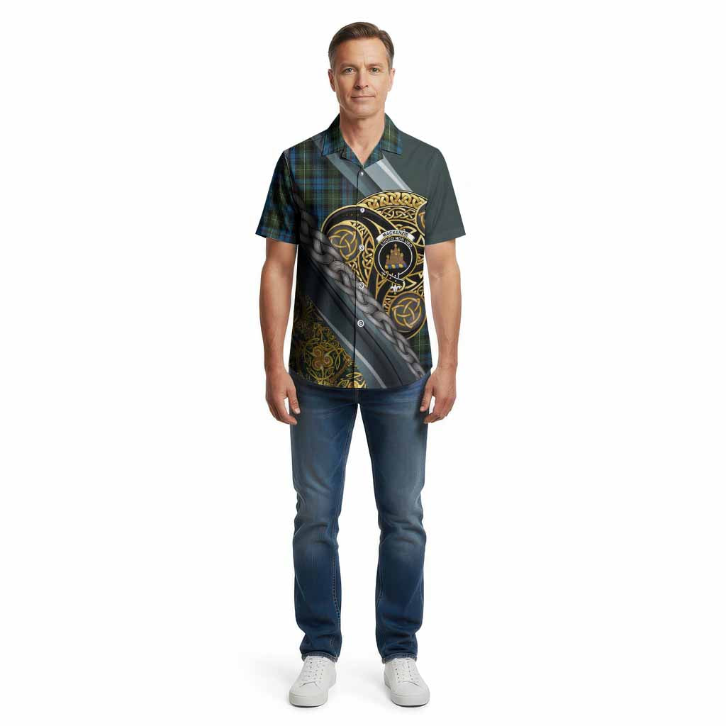 Mackenzie (Mckenzie) Tartan Crest Cotton Hawaiian Shirt Scottish Triskele Celtic