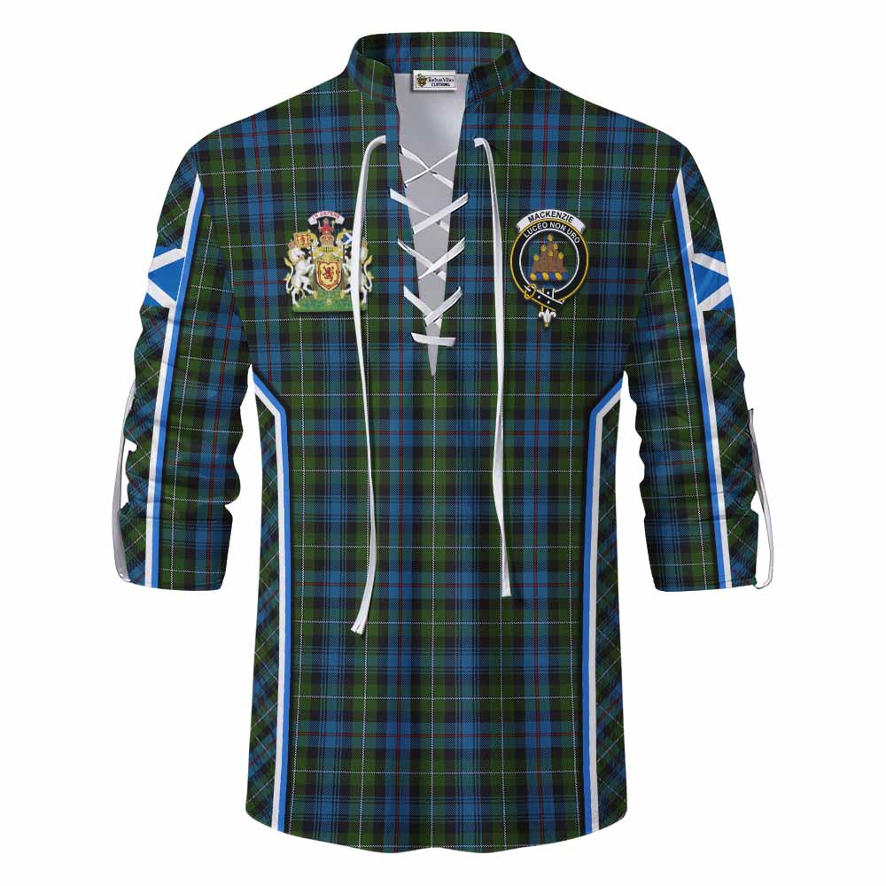 Mackenzie (Mckenzie) Tartan Crest Ghillie Kilt Shirt Scotland Coat of Arm Flag Style - Tartan Vibes Clothing