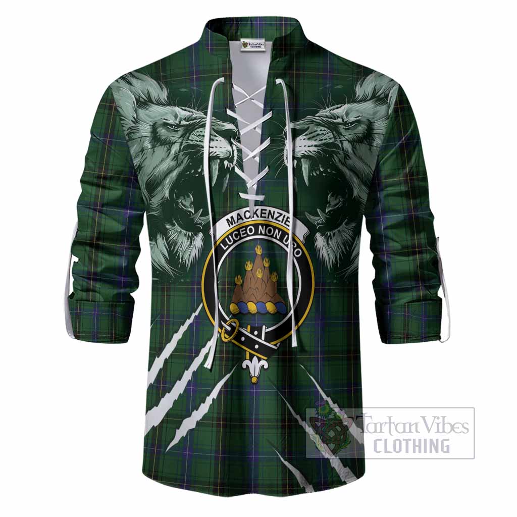 Mackenzie (Mckenzie) Tartan Crest Ghillie Shirt Ferocious Lion Style