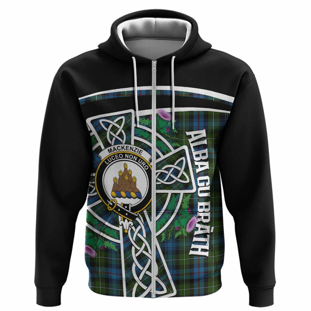 Mackenzie (Mckenzie) Tartan Crest Hoodie Scottish Thistle Celtic Cross Alba Gu Brath