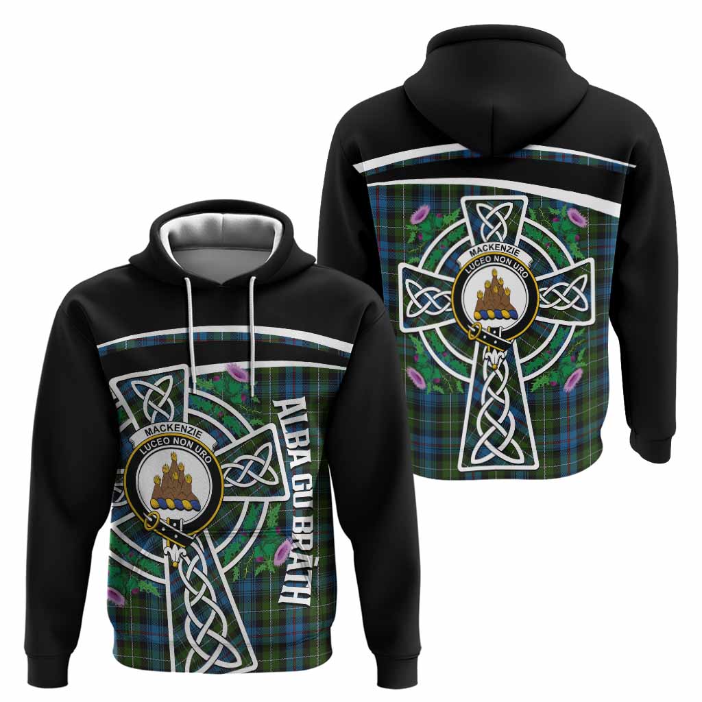 Mackenzie (Mckenzie) Tartan Crest Hoodie Scottish Thistle Celtic Cross Alba Gu Brath