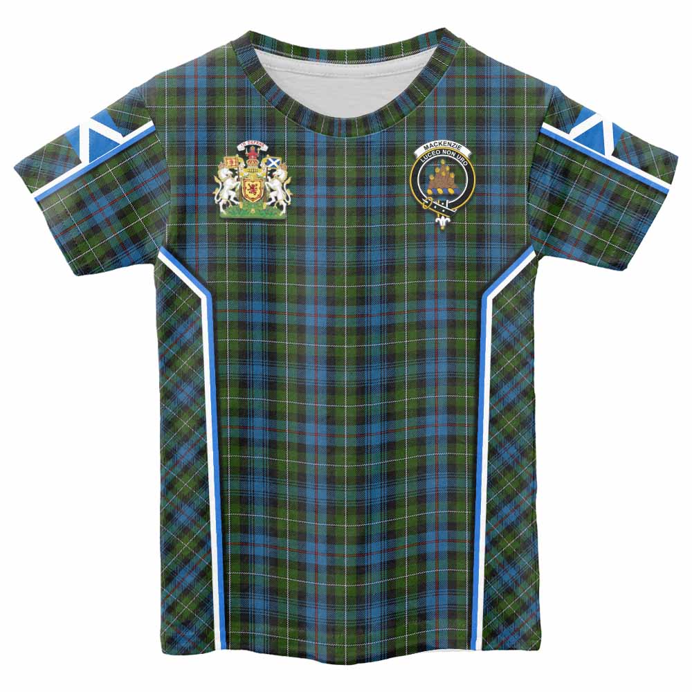 Mackenzie (Mckenzie) Tartan Crest Kid T-shirt Scotland Coat of Arm Flag Style - Tartan Vibes Clothing