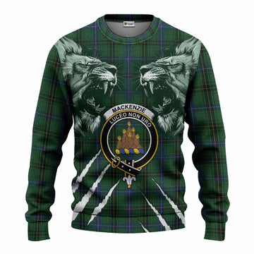 Mackenzie (Mckenzie) Tartan Crest Knitted Sweater Ferocious Lion Style