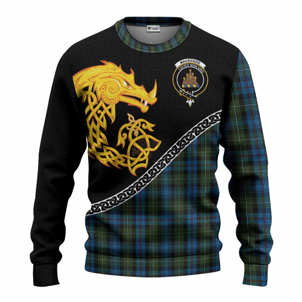 Mackenzie (Mckenzie) Tartan Crest Knitted Sweater Legendary Dragon Knot Half Style