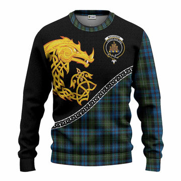 Mackenzie (Mckenzie) Tartan Crest Knitted Sweater Legendary Dragon Knot Half Style