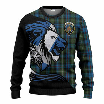Mackenzie (Mckenzie) Tartan Crest Knitted Sweater Scottish Golden Lions Wave Flow