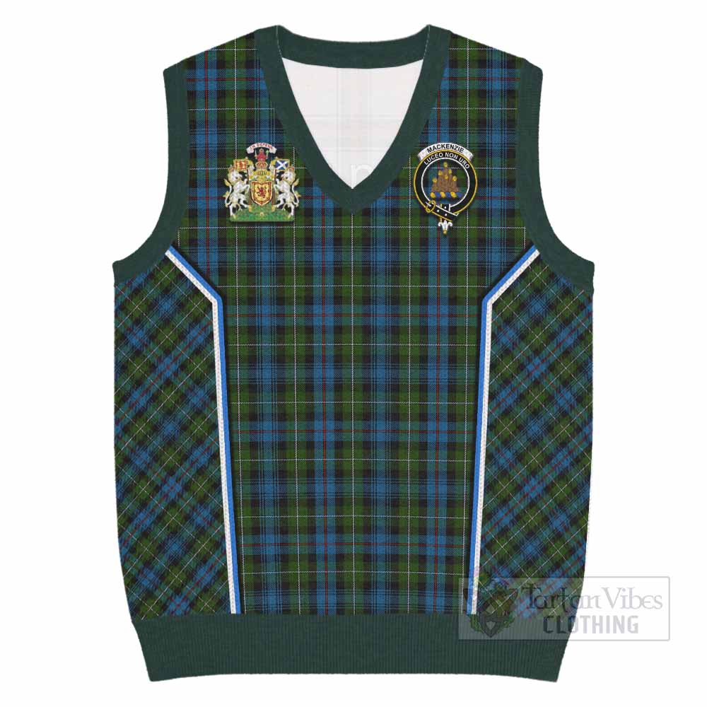 Mackenzie (Mckenzie) Tartan Crest Knitted V-Neck Vest Scotland Coat of Arm Flag Style - Tartan Vibes Clothing