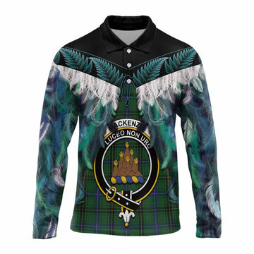 Mackenzie (Mckenzie) Tartan Crest Long Sleeve Polo Shirt New Zealand Maori Korowai Cloak